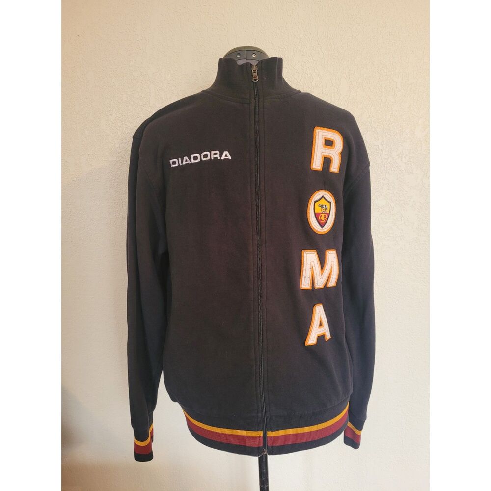 Vintage AS ROMA Diadora track Jacket Large 90s Italy Soccer Serie A Giallorossi